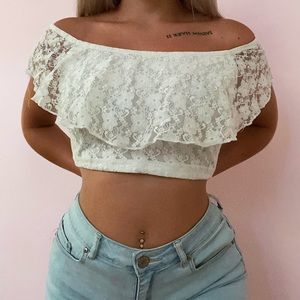 White Lace Crop top